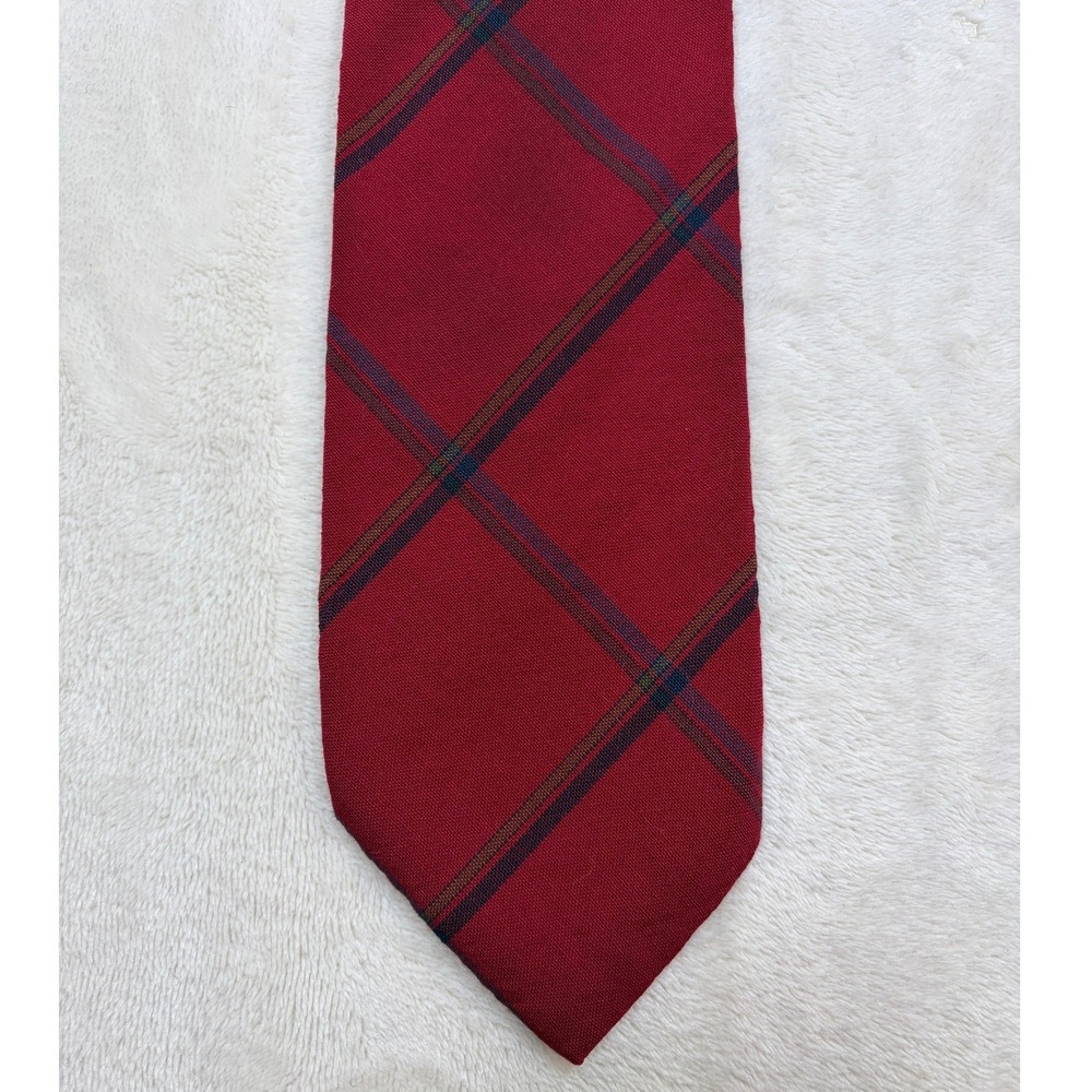 Pendleton Red Vintage Plaid Wool Necktie Mens OS Good